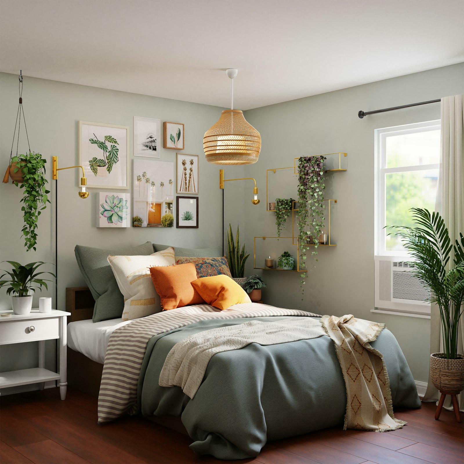 Laminate floor installation in a bedroom