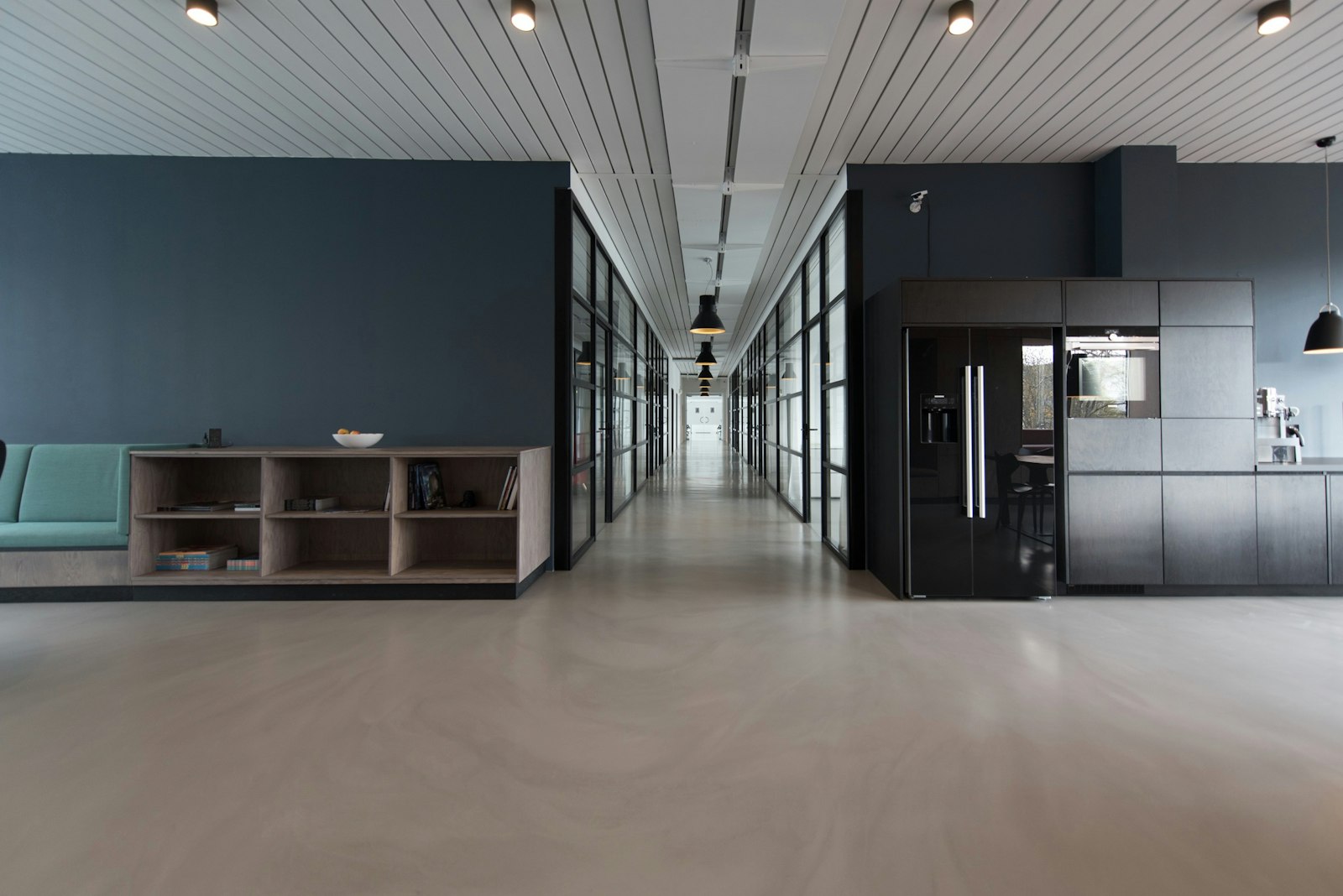 Commercial office corridor with high end paint finish
